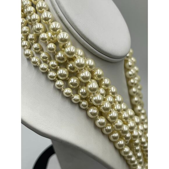 J. Crew Vintage Signed Five Multi-strand Off White Cream Faux Pearl Necklace New - Picture 4 of 7